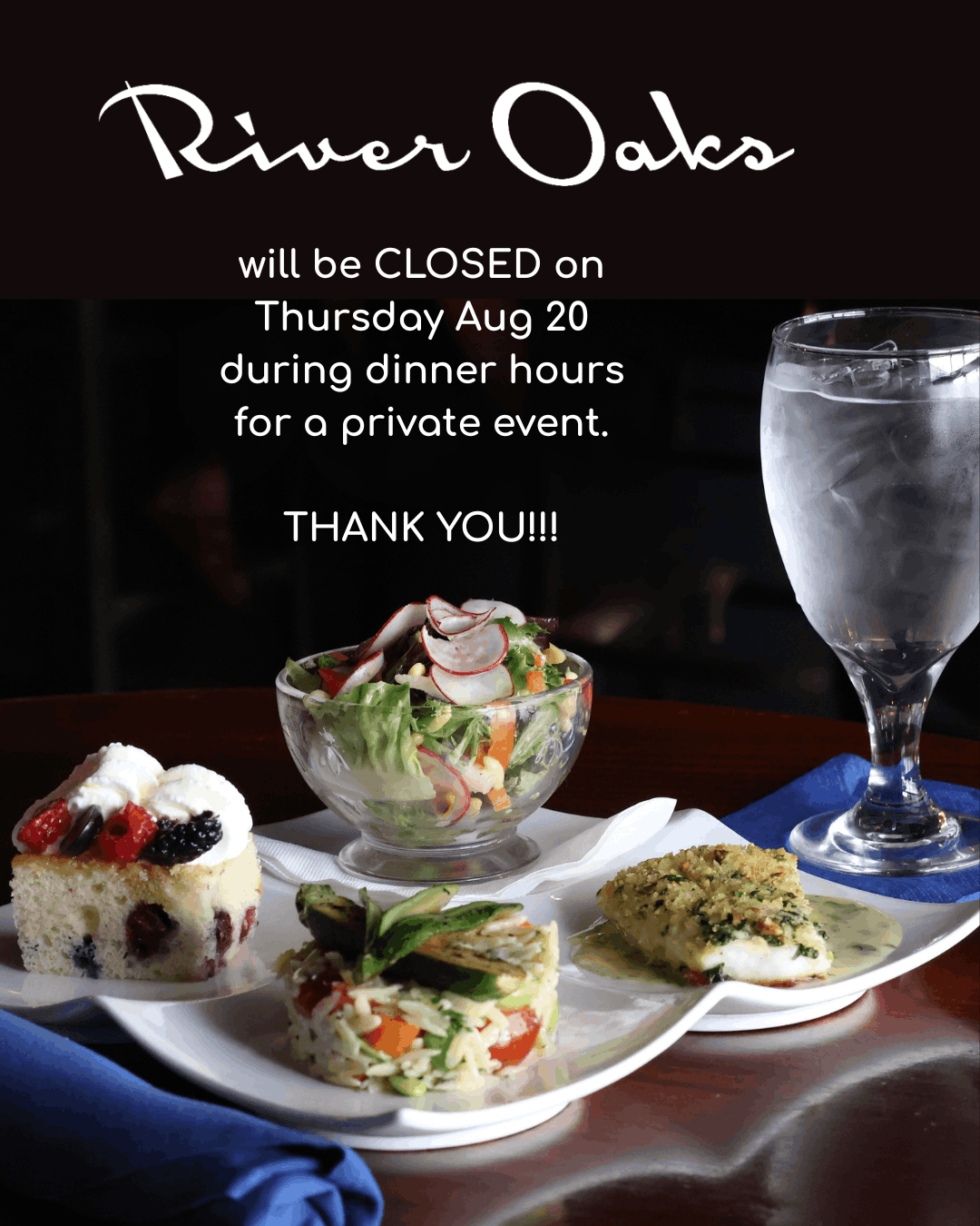 Closed for Private Event Aug 20!
